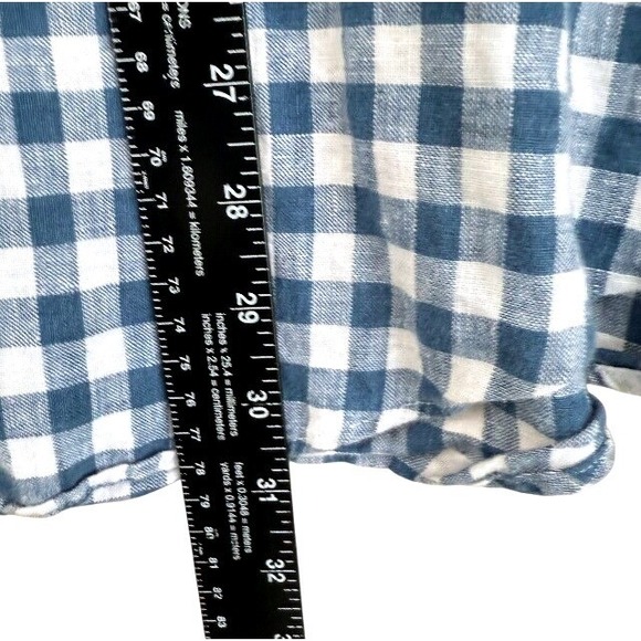 J Crew Mens 100% Linen Button Up Shirt Size XL Gingham Plaid Tailored Casual - Picture 8 of 9